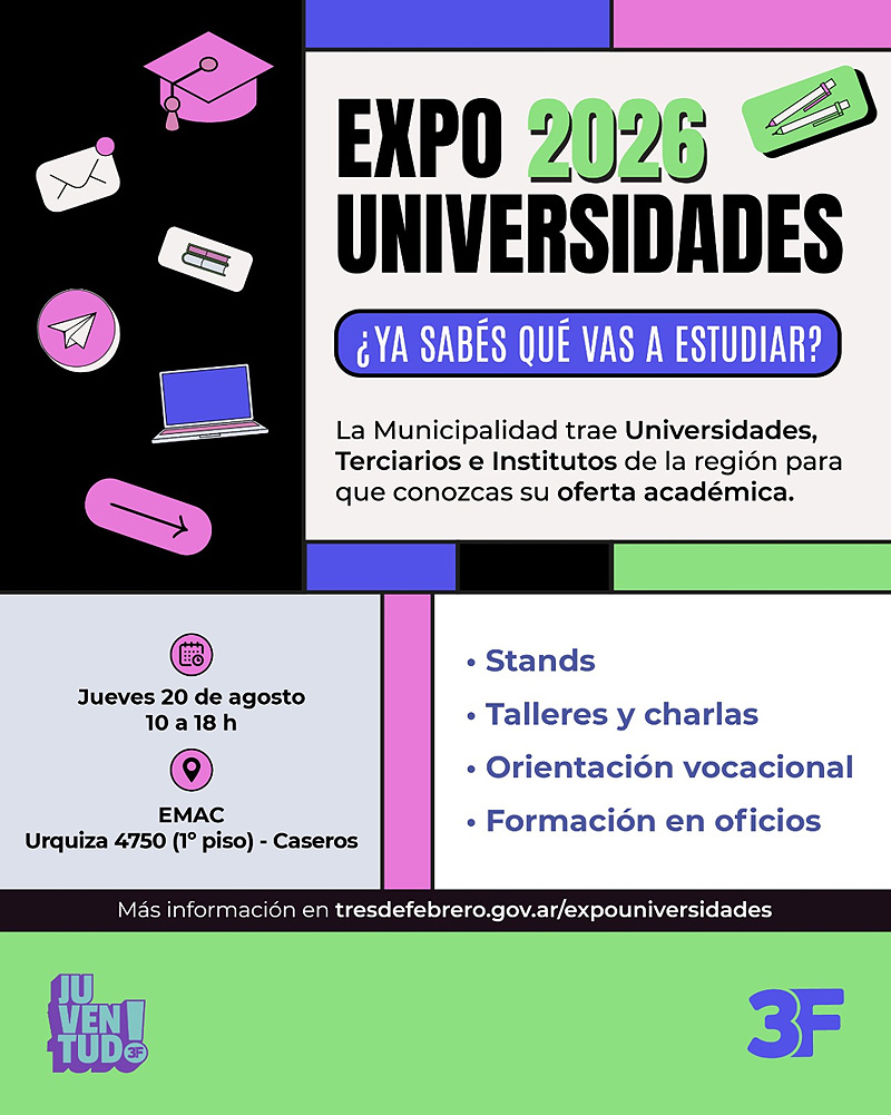 Tres de Febrero: Este jueves llega una nueva edición de Expo Universidades expo universidades