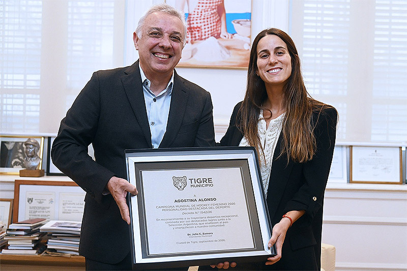 El Municipio de Tigre reconoció como personalidad destacada del deporte a Agostina Alonso, campeona mundial con “las Leonas” sin título 5